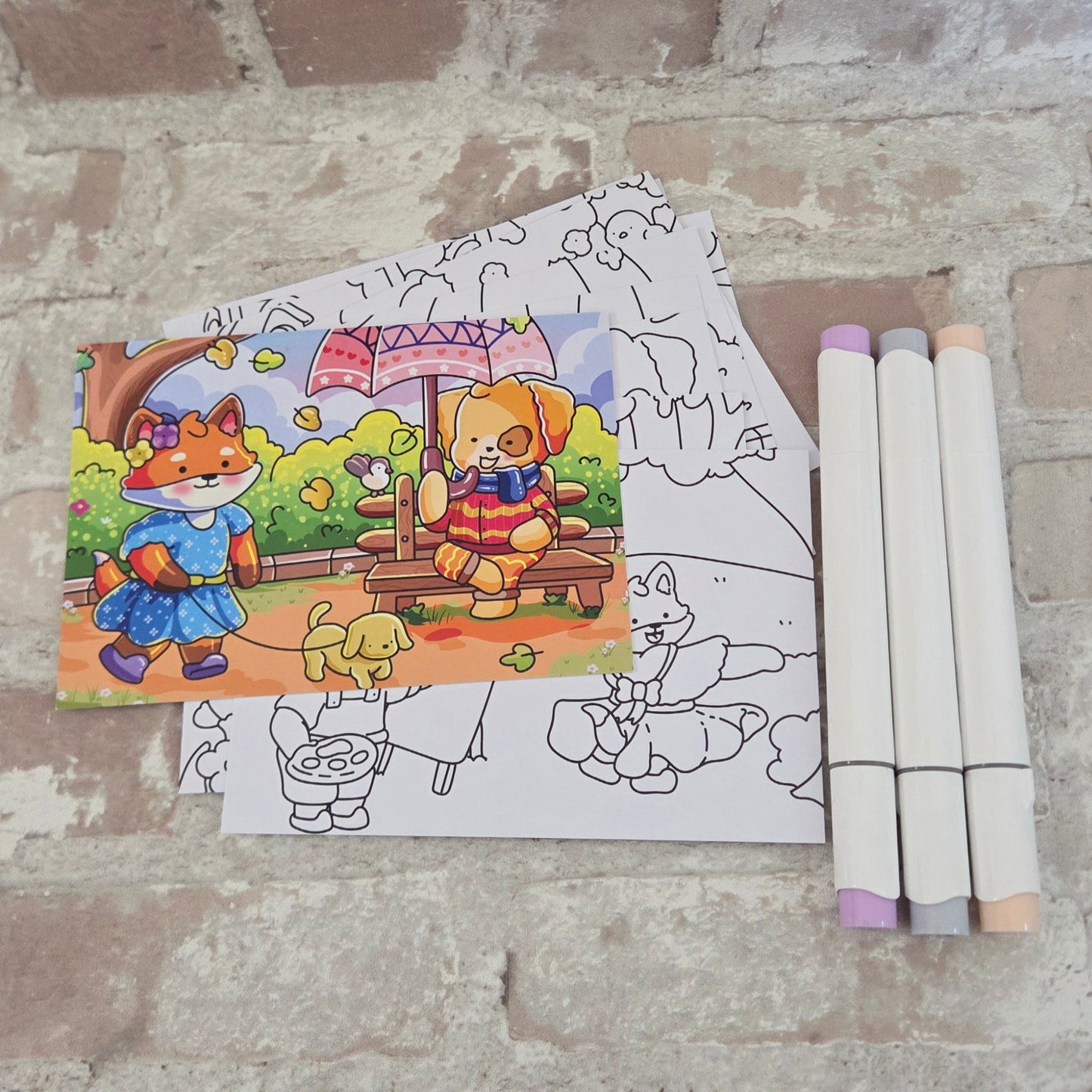 🦊 Fern & Douglas🐶 Postcard Colouring Prints ~ A pocket-sized moment of calm, wherever you are