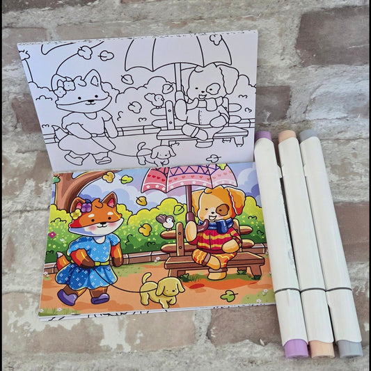 🦊 Fern & Douglas🐶 Postcard Colouring Prints ~ A pocket-sized moment of calm, wherever you are