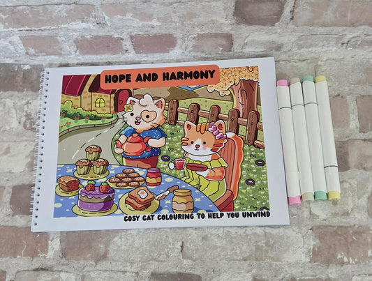 🐱 Hope & Harmony Colouring Book ~ A cosy, calming escape for self care
