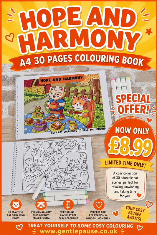 🐱 Special Offer! Hope & Harmony A4 Colouring Book - Only £8.99 | Limited Time Only