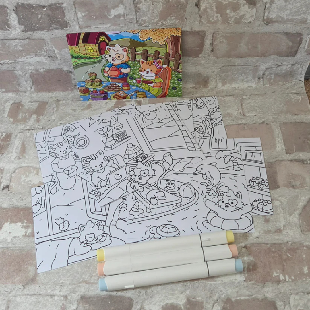 🐾 Hope & Harmony Mini Postcard Colouring Prints ~ A small, cosy moment of calm — whenever you need it